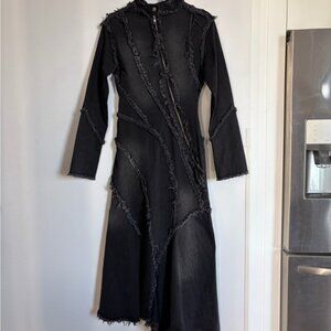 Collusion Brand Y2K Goth Distressed Black Long Sleeve Dress NWOT